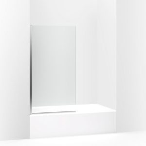 Aerie Bath screen, 56-15/16" x 32" W with 1/4" thick Crystal Clear glass and square corner - K-707105-L-SHP