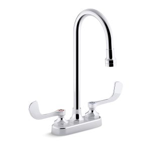 Triton Bowe 0.5 gpm centerset bathroom sink faucet with laminar flow, gooseneck spout and wristblade handles, drain not included - K-400T70-5ANL-CP