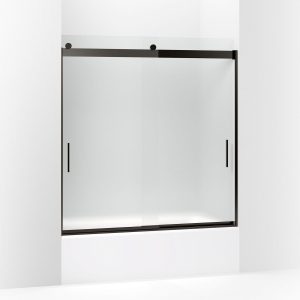 Levity Sliding bath door, 62" H x 56-5/8 - 59-5/8" W, with 1/4" thick Frosted glass - K-706000-D3-ABZ