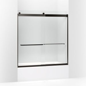 Levity Sliding bath door, 62" H x 56-5/8 - 59-5/8" W, with 1/4" thick Crystal Clear glass - K-706004-L-ABZ