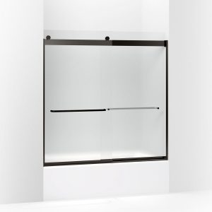 Levity Sliding bath door, 59-3/4" H x 56-5/8 - 59-5/8" W, with 1/4" thick Frosted glass - K-706006-D3-ABZ