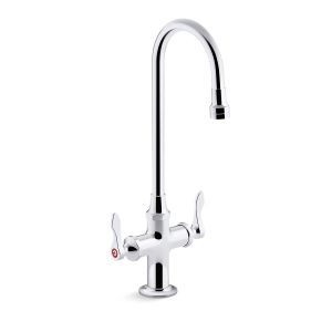 Triton Bowe 1.0 gpm monoblock gooseneck bathroom sink faucet with aerated flow and lever handles, drain not included - K-100T70-4AKA-CP
