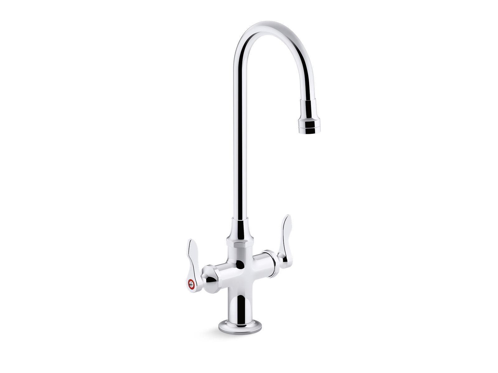 Triton Bowe 1.0 gpm monoblock gooseneck bathroom sink faucet with aerated flow and lever handles, drain not included - K-100T70-4AKA-CP