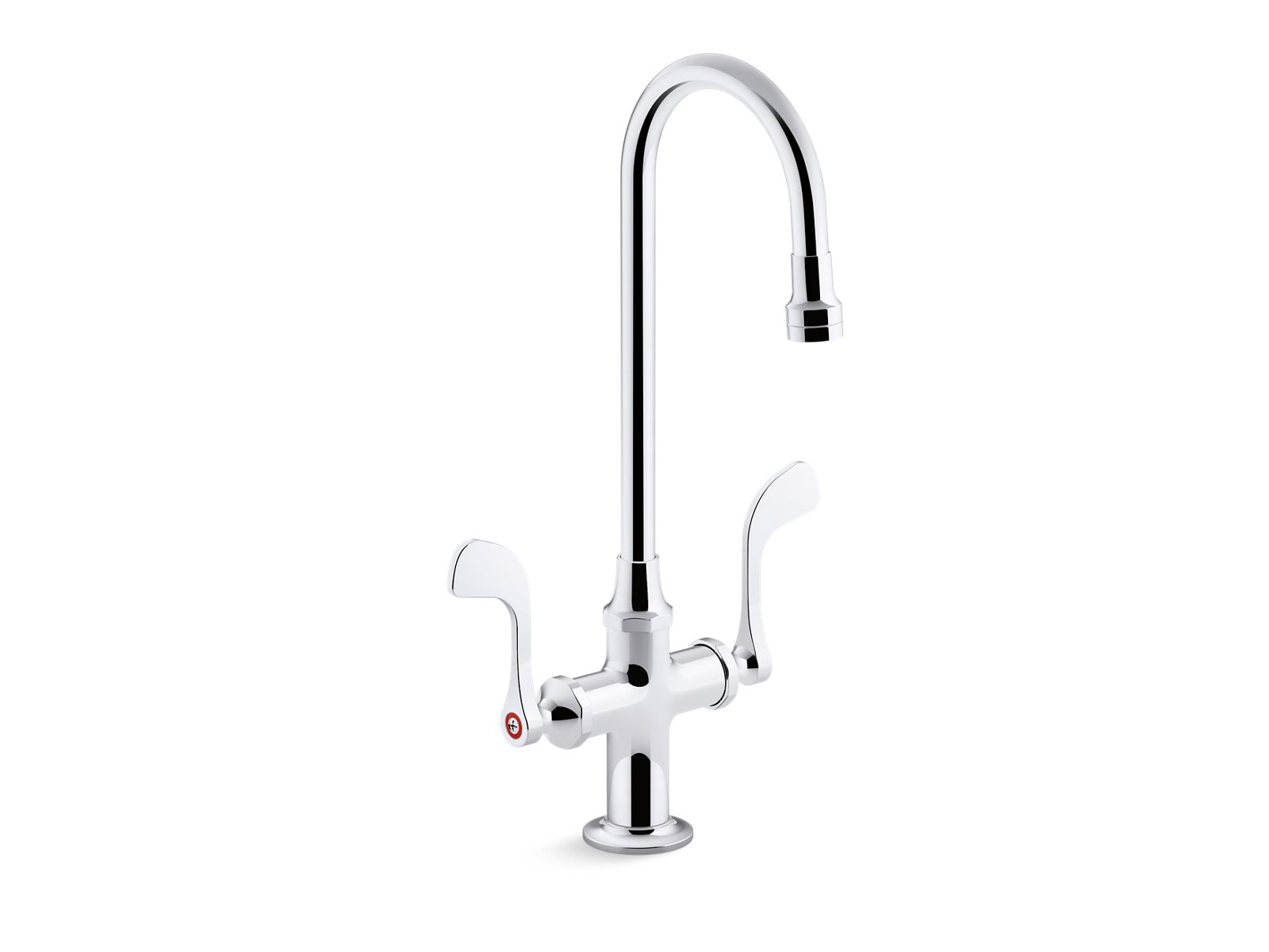 Triton Bowe 1.0 gpm monoblock gooseneck bathroom sink faucet with laminar flow and wristblade handles, drain not included - K-100T70-5AKL-CP