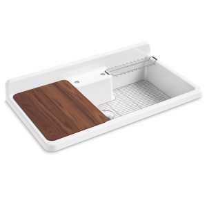 Farmstead 45" top-/wall-mount single-bowl workstation farmhouse kitchen sink - K-21103-2HW-0