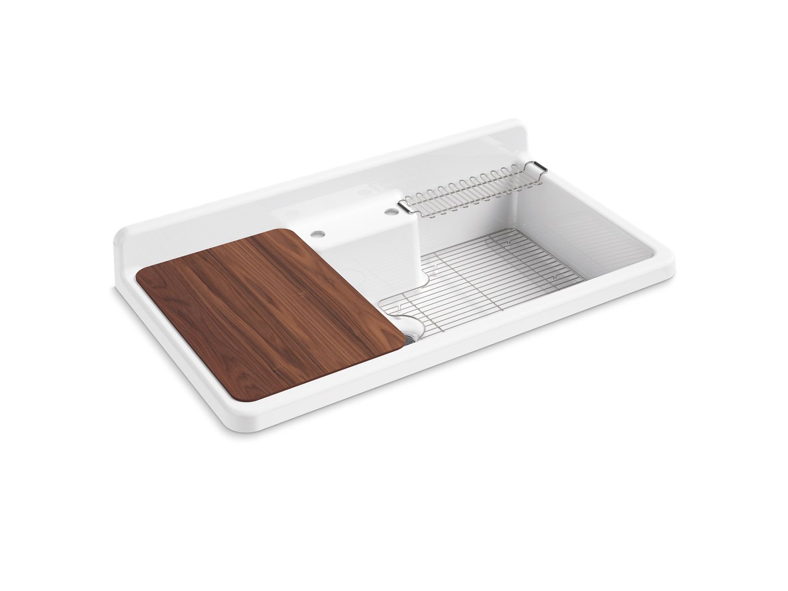 Farmstead 45" top-/wall-mount single-bowl workstation farmhouse kitchen sink - K-21103-2HW-0