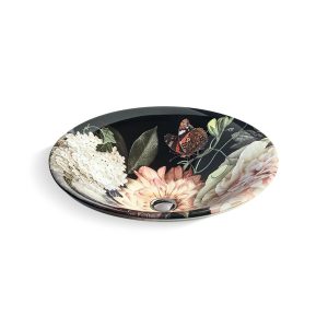 Dutchmaster Blush Floral Carillon 17-3/4" round drop-in bathroom sink, no overflow - K-30333-DM1-0