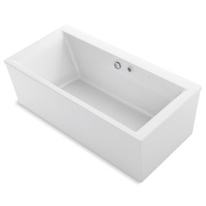 Stargaze 60" x 34" freestanding Heated BubbleMassage air bath with Bask heated surface and straight shroud - K-24018-GHW-0