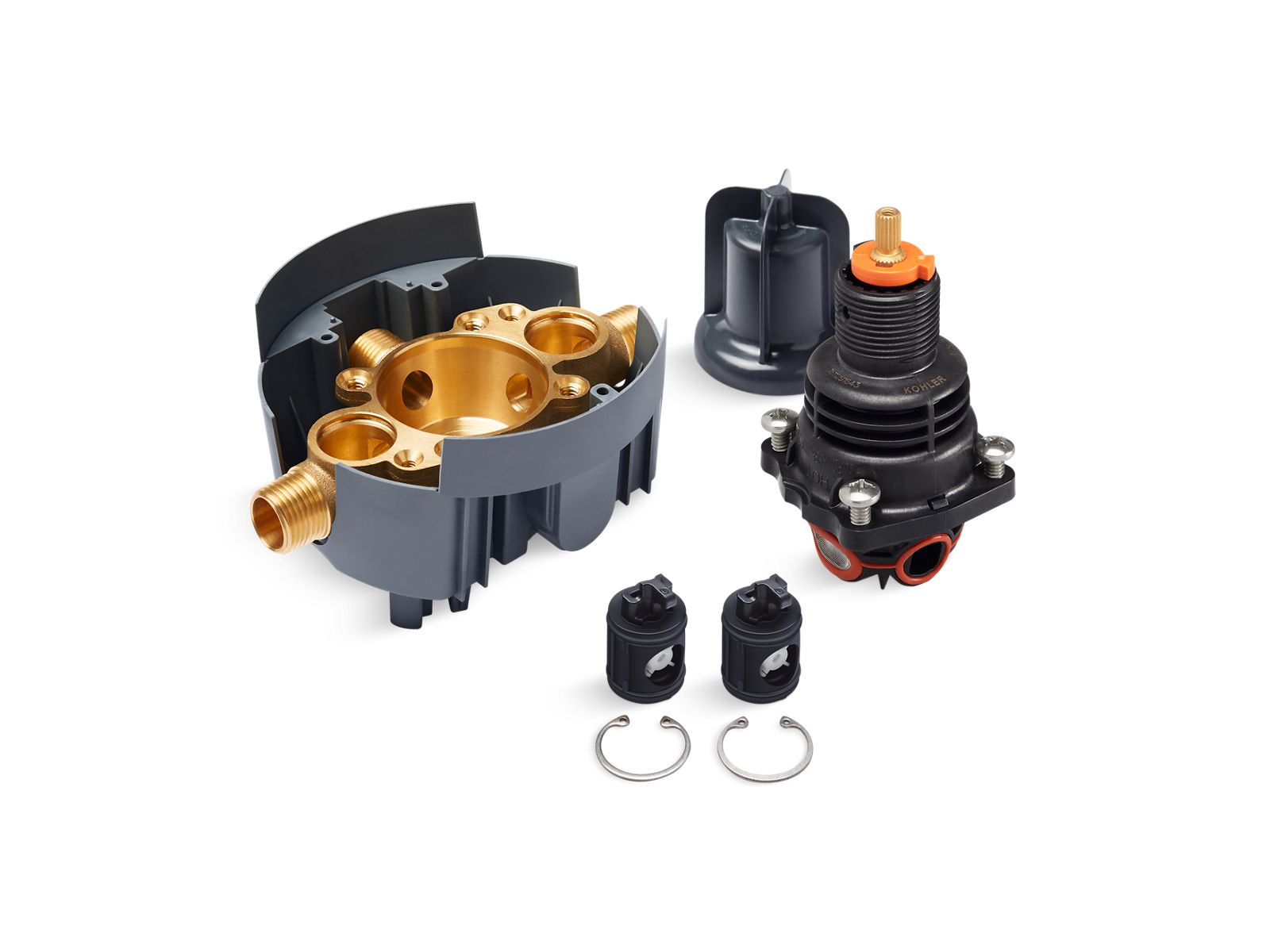 Rite-Temp Thermostatic valve body and cartridge kit with loose service stops - K-28304-KSL-NA