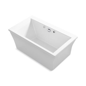 Stargaze 60" x 34" freestanding Heated BubbleMassage air bath with Bask heated surface and fluted shroud - K-24019-GHW-0