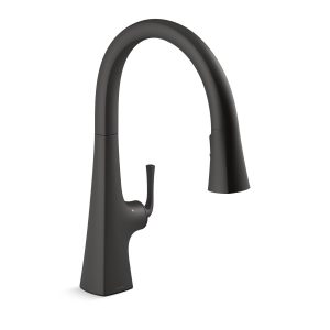 Graze Touchless pull-down kitchen sink faucet with KOHLER Konnect and three-function sprayhead - K-22068-WB-BL