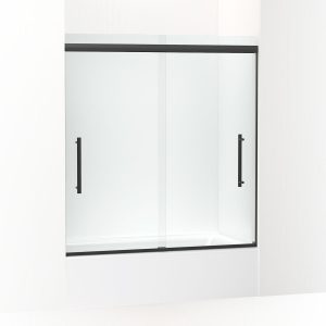 Pleat 63-9/16" H sliding bath door with 5/16"-thick glass - K-707602-8L-BL