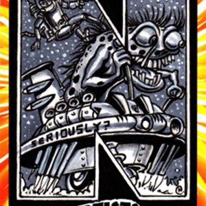 Neil Camera Topps Monster Initials Custom 1/1 Artist B/W Sketch Card- aodmincbw1-10-13