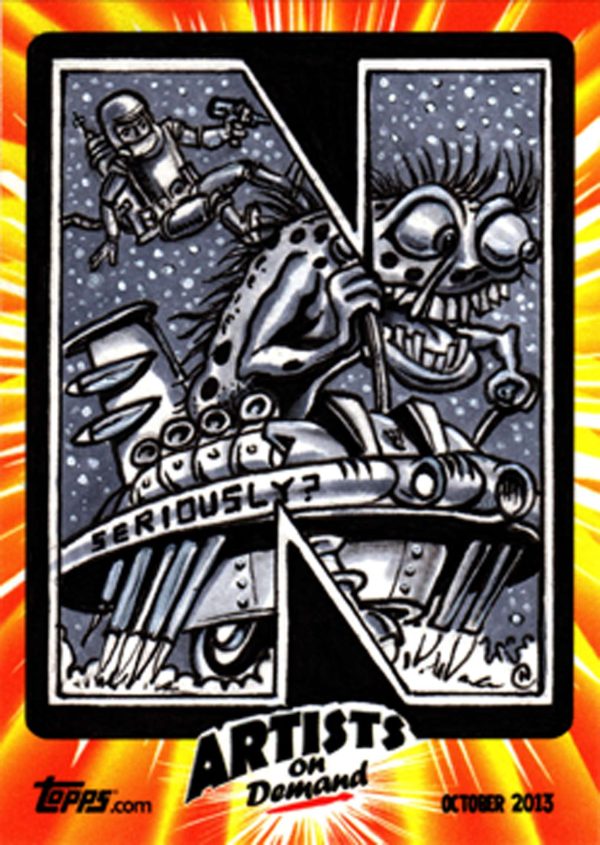 Neil Camera Topps Monster Initials Custom 1/1 Artist B/W Sketch Card- aodmincbw1-10-13