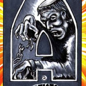 Neil Camera Topps Monster Initials Custom 1/1 Artist B/W Sketch Card- aodmincbw5-10-13