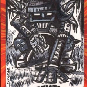 Bobby Brown Topps Robots of the Gridiron Custom 1/1 Artist B/W Sketch Card- aodrgbbbw2-11-13
