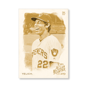 Christian Yelich 2019 Topps Allen & Ginter Oversized Base Cards Poster Gold Ed. # to 1- artbble-pos-19agbb-1001-gold-s
