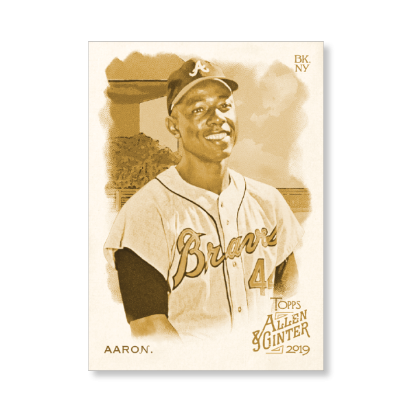 Hank Aaron 2019 Topps Allen & Ginter Oversized Base Cards Poster Gold Ed. # to 1- artbble-pos-19agbb-1011-gold-s
