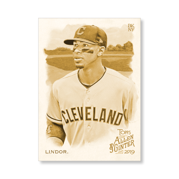 Francisco Lindor 2019 Topps Allen & Ginter Oversized Base Cards Poster Gold Ed. # to 1- artbble-pos-19agbb-1020-gold-s