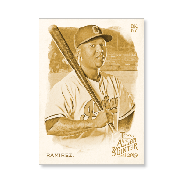 Jose Ramirez 2019 Topps Allen & Ginter Oversized Base Cards Poster Gold Ed. # to 1- artbble-pos-19agbb-1021-gold-s