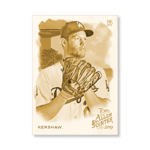 Clayton Kershaw 2019 Topps Allen & Ginter Oversized Base Cards Poster Gold Ed. # to 1- artbble-pos-19agbb-1031-gold-s