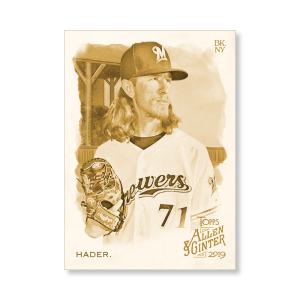 Josh Hader 2019 Topps Allen & Ginter Oversized Base Cards Poster Gold Ed. # to 1- artbble-pos-19agbb-1036-gold-s
