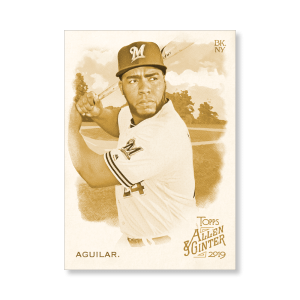 Jesus Aguilar 2019 Topps Allen & Ginter Oversized Base Cards Poster Gold Ed. # to 1- artbble-pos-19agbb-1038-gold-s