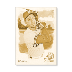 Ryan Braun 2019 Topps Allen & Ginter Oversized Base Cards Poster Gold Ed. # to 1- artbble-pos-19agbb-1039-gold-s