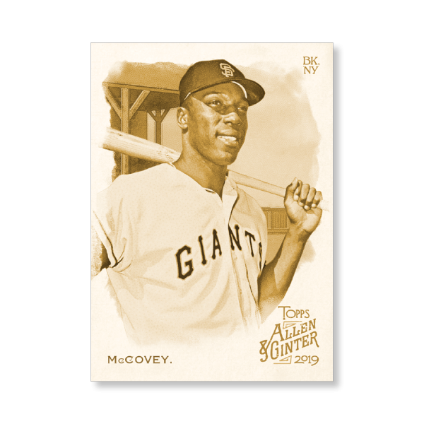 Willie McCovey 2019 Topps Allen & Ginter Oversized Base Cards Poster Gold Ed. # to 1- artbble-pos-19agbb-1052-gold-s
