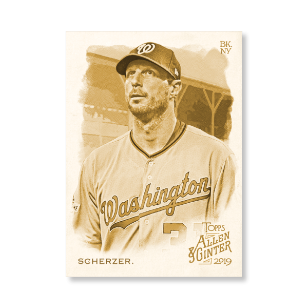 Max Scherzer 2019 Topps Allen & Ginter Oversized Base Cards Poster Gold Ed. # to 1- artbble-pos-19agbb-1069-gold-s