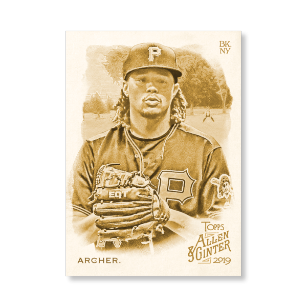 Chris Archer 2019 Topps Allen & Ginter Oversized Base Cards Poster Gold Ed. # to 1- artbble-pos-19agbb-1084-gold-s