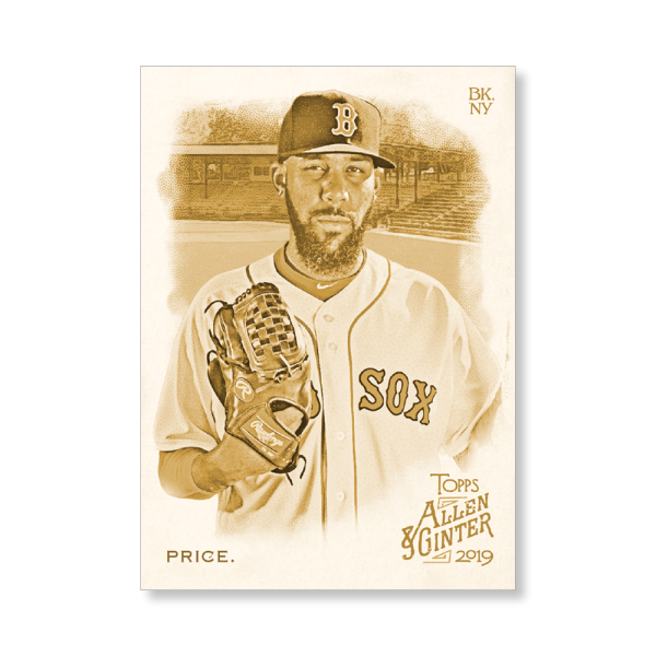 David Price 2019 Topps Allen & Ginter Oversized Base Cards Poster Gold Ed. # to 1- artbble-pos-19agbb-1100-gold-s