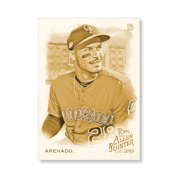 Nolan Arenado 2019 Topps Allen & Ginter Oversized Base Cards Poster Gold Ed. # to 1- artbble-pos-19agbb-1106-gold-s