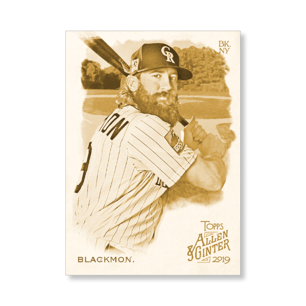 Charlie Blackmon 2019 Topps Allen & Ginter Oversized Base Cards Poster Gold Ed. # to 1- artbble-pos-19agbb-1107-gold-s