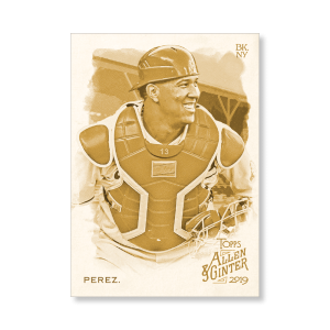 Salvador Perez 2019 Topps Allen & Ginter Oversized Base Cards Poster Gold Ed. # to 1- artbble-pos-19agbb-1109-gold-s