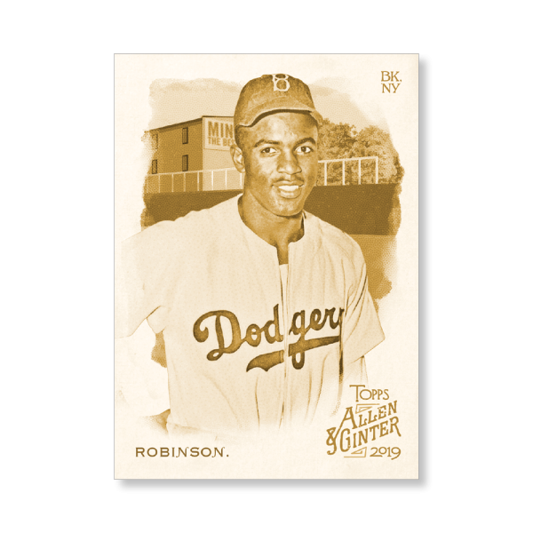 Jackie Robinson 2019 Topps Allen & Ginter Oversized Base Cards Poster Gold Ed. # to 1- artbble-pos-19agbb-1128-gold-s