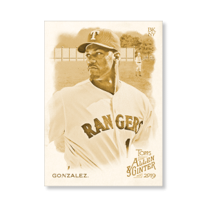 Juan Gonzalez 2019 Topps Allen & Ginter Oversized Base Cards Poster Gold Ed. # to 1- artbble-pos-19agbb-1130-gold-s