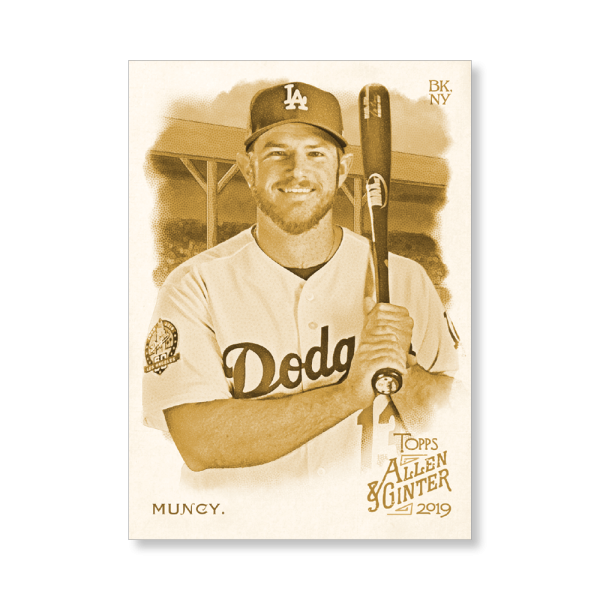 Max Muncy 2019 Topps Allen & Ginter Oversized Base Cards Poster Gold Ed. # to 1- artbble-pos-19agbb-1142-gold-s