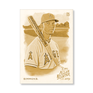 Andrelton Simmons 2019 Topps Allen & Ginter Oversized Base Cards Poster Gold Ed. # to 1- artbble-pos-19agbb-1217-gold-s
