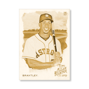 Michael Brantley 2019 Topps Allen & Ginter Oversized Base Cards Poster Gold Ed. # to 1- artbble-pos-19agbb-1218-gold-s