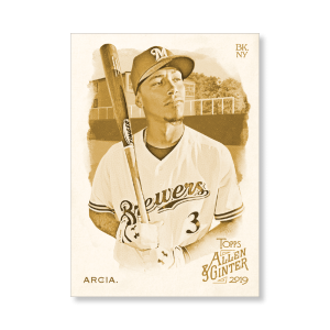 Orlando Arcia 2019 Topps Allen & Ginter Oversized Base Cards Poster Gold Ed. # to 1- artbble-pos-19agbb-1229-gold-s