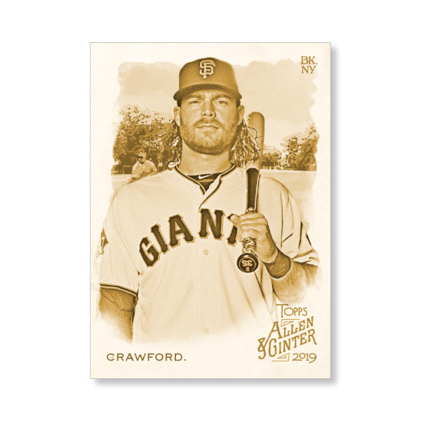 Brandon Crawford 2019 Topps Allen & Ginter Oversized Base Cards Poster Gold Ed. # to 1- artbble-pos-19agbb-1236-gold-s