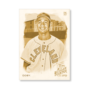 Larry Doby 2019 Topps Allen & Ginter Oversized Base Cards Poster Gold Ed. # to 1- artbble-pos-19agbb-1708-gold-s