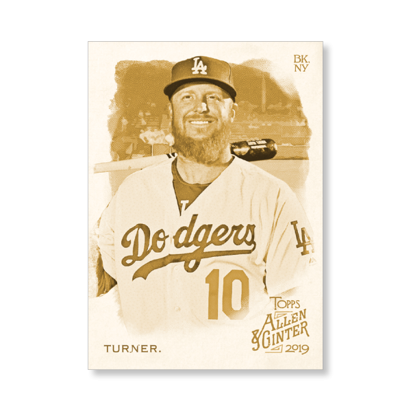 Justin Turner 2019 Topps Allen & Ginter Oversized Base Cards Poster Gold Ed. # to 1- artbble-pos-19agbb-1721-gold-s