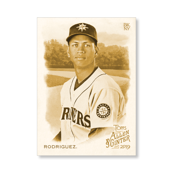Alex Rodriguez 2019 Topps Allen & Ginter Oversized Base Cards Poster Gold Ed. # to 1- artbble-pos-19agbb-1742-gold-s