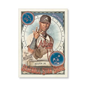 Ronald Acuña Jr. 2019 Topps Allen & Ginter Oversized Baseball Star Signs Poster # to 99- artbble-pos-19agbb-7400-s