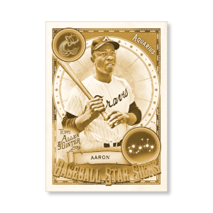 Hank Aaron 2019 Topps Allen & Ginter Oversized Baseball Star Signs Poster Gold Ed. # to 1- artbble-pos-19agbb-7401-gold-s