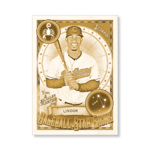 Francisco Lindor 2019 Topps Allen & Ginter Oversized Baseball Star Signs Poster Gold Ed. # to 1- artbble-pos-19agbb-7407-gold-s