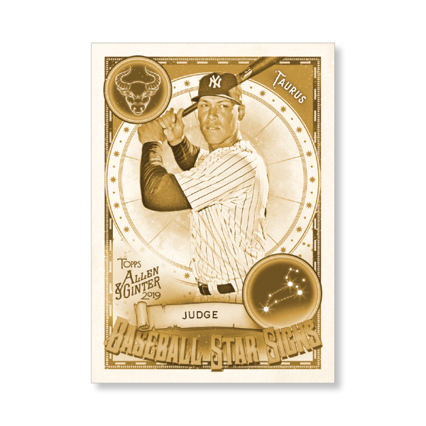 Aaron Judge 2019 Topps Allen & Ginter Oversized Baseball Star Signs Poster Gold Ed. # to 1- artbble-pos-19agbb-7419-gold-s