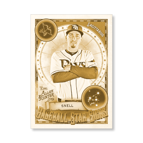 Blake Snell 2019 Topps Allen & Ginter Oversized Baseball Star Signs Poster Gold Ed. # to 1- artbble-pos-19agbb-7426-gold-s